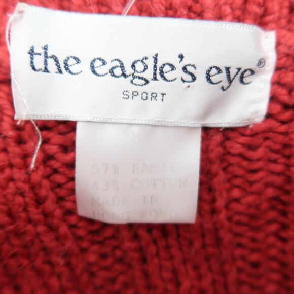 Vintage 90s The Eagle's Eye red textured knit tunic sweater M - Picture 5 of 5
